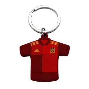 प्रतियोगिता स्मृति चिन्ह फुटबॉल टीम वर्दी स्पेनिश फुटबॉल कपड़े आकार पीवीसी चाबी का गुच्छा