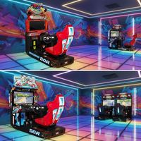 Simulateur de course à trois écrans, cockpit de conduite, chaise de jeu professionnelle, plateforme de mouvement, équipement d'arcade, voiture de course