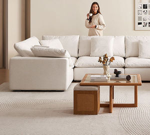 Canapé nuage en tissu français, module de mobilier de salon en similicuir avec lit en éponge et duvet pour appartement, hôtel ou villa - Product Image 5