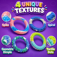 Bracelet sensoriel en silicone souple ODM, lot de 4, jouet texturé anti-stress, bracelet extensible tactile pour enfants et tout-petits, soulagement du stress