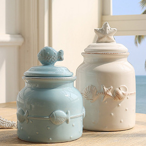 Conchas marinas, conchas de playa mezcladas, tarro de cerámica para galletas, para decoración <span class=keywords><strong>del</strong></span> hogar - Product Image 1