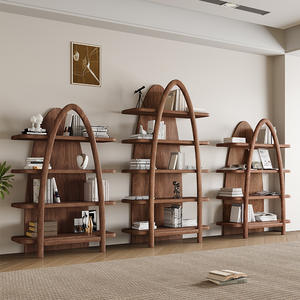 رف كتب من خشب الجوز الأسود ، رف تخزين من الخشب الصلب بالكامل ، أثاث غرفة الدراسة ، خزانة كتب حديثة بسيطة من الأرض إلى السقف - Product Image 1