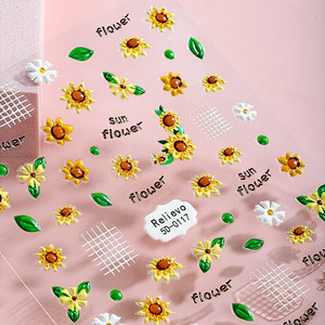 Cheap Price New 5D Nail Art <b>Stickers</b> Embossed Colorful <b>Flower</b> Nail <b>Stickers</b> - Product Image 2