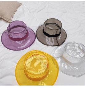 Moda PVC plástico pescador mujeres transparente cubo sombrero con cinta - Product Image 4