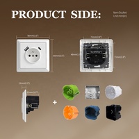 Prise murale française avec ports USB type a + type C V-0 panneau PC ignifuge 2P + T prise murale norme UE 86 prise de courant