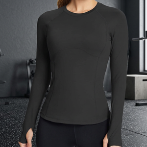 MSF Sexy Lady Skinny Mesh <b>Yoga</b> <b>T</b> <b>Shirts</b> Cropped Gym Fitness Tops Long Sleeve Pilates Tees Running Tops Front Logo Quick Dry - Product Image 3