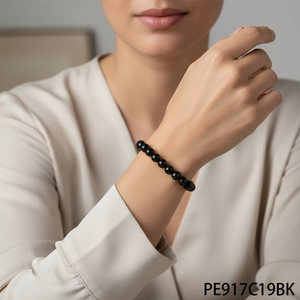 PESENAR Retro 80s Style Black Beaded Bracelet Nostálgico 1980s Accesorio de moda para looks de temática vintage - Product Image 2