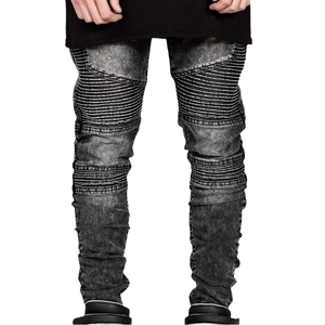 Pantalones de mezclilla casuales para <span class=keywords><strong>hombre</strong></span>, estilo urbano, transpirables, ligeros, rasgados, de motociclista, a la moda, ajustados, en negro, blanco y azul, <span class=keywords><strong>tipo</strong></span> <span class=keywords><strong>jogger</strong></span>. - Product Image 1