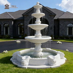 TREVI ART Villa cortile semplice in marmo a strati fontana a mano intagliato con laghetto circolare per la vendita - Product Image 1