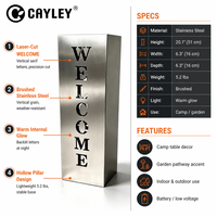 Ornement de bienvenue vertical en acier inoxydable avec lettres creuses pour la décoration extérieure de camping, de cour et de jardin