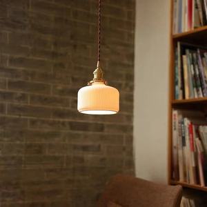 Dropshipping Shopify Vintage Ceramic Pendant <b>Light</b> Nordic Single Head Copper Body LED Warm Lamp For <b>Dining</b> Room Bedroom Decor - Product Image 2