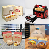 Boîte en papier imprimée pour poulet frit, hamburgers, poisson et frites, emballage pour la restauration rapide, grande, moyenne, petite taille