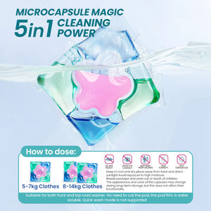 Yüksek kaliteli 5-in-1 saten kaldırma tek kullanımlık deterjan kapsüller biyobozunur çamaşır bakla folApparel OEM özel etiket katı - Product Image 5