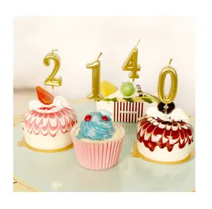 Vela para decoração de festas, vela 3d de número de aniversário 0-9 números de aniversário casamento bolo de festa