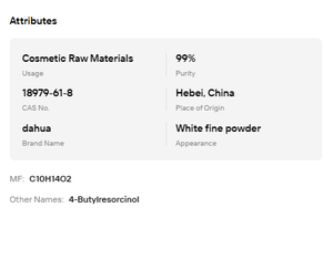 4-บิวทิลเรซอร์ซินอล 99% ผงละเอียดสีขาว CAS 18979-61-8 เกรดเครื่องสำอาง สารช่วยให้ผิวขาว จำหน่ายจำนวนมาก - Product Image 6