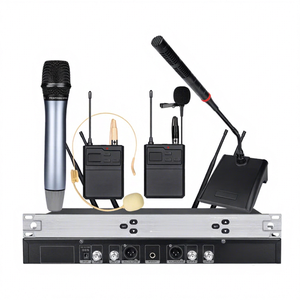 MY-3500 2-Channel Wireless Dynamic <b>Microphone</b> True Diversity AA Battery Powered XLR Connector Portable Infrared Sensor Silver - Product Image 1