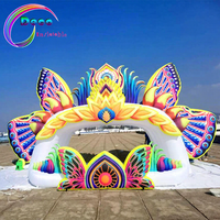 Décoration de scène gonflable pour événements, lumières LED, ailes de papillon gonflables, mur de fond, scène gonflable en forme de papillon
