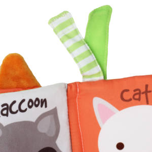 Belle broderie tigre conception impression personnalisée doux <span class=keywords><strong>bébé</strong></span> <span class=keywords><strong>livre</strong></span> tissu <span class=keywords><strong>livre</strong></span> jouet avec boucle en tissu - Product Image 5