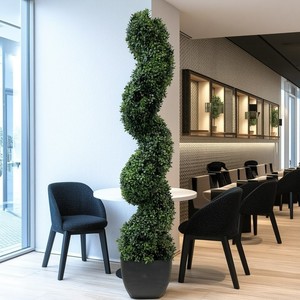 Venta caliente 120cm H X 25cm <span class=keywords><strong>D</strong></span> Boj Maceta de plástico Decoración interior al aire libre Directo de fábrica 120cm H X 25cm <span class=keywords><strong>D</strong></span> Árbol topiario artificial - Product Image 3