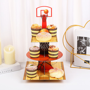 DAMAI Soporte de 3 Niveles para Cupcakes con Temática de Baloncesto, Decoración para Fiestas de Baloncesto, Soporte para Cupcakes para Fiestas de Cumpleaños de Baloncesto - Product Image 4