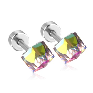 Pendientes Chapados en Oro con Zirconia Tipo Tornillo para Niñas - Product Image 3