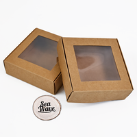 Boîte-cadeau en papier kraft avec fenêtre transparente en PVC pour thé dessert/gâteau sushi/biscuit/pizza