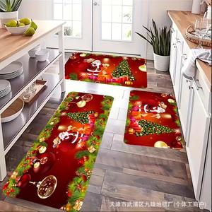 Juego de Alfombrillas de Cocina Navideñas con Patrón de Copos de Nieve Rojos, Antideslizantes, Absorbentes de Agua, Rectangulares, Estilo Rústico, Fáciles de Limpiar - Product Image 4