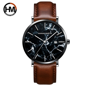 Reloj de pulsera de cuarzo para hombre de alta calidad, minimalista, de acero inoxidable, de marca, con logotipo personalizado, esfera con textura de mármol. - Product Image 3