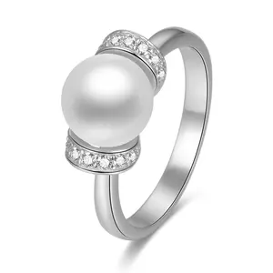 Для женщин 925 стерлингового серебра ювелирные изделия кольцо крапановая закрепка Мода пресноводного жемчуга Дубай кольцо из белого золота
