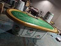 Table de poker ovale professionnelle de 96 pouces Deluxe Chrome Legs Successeur Casino avec rangement avec jeux de table Roulette Baccarat