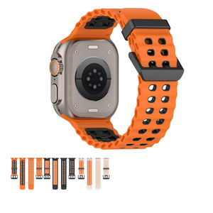 Transpirable Tuo Color Sport Silicone Metal <span class=keywords><strong>Watch</strong></span> Band Correa para <span class=keywords><strong>Apple</strong></span> <span class=keywords><strong>Watch</strong></span> Ultra 2 10 9 8 IWatch 42mm 44mm 45mm 46mm 49mm - Product Image 1