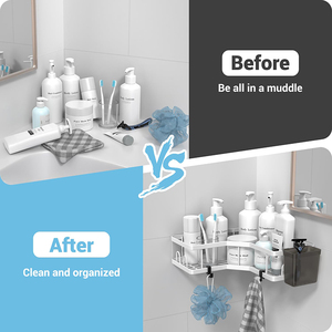 2pcsNo Drilling Adhesive Corner Wall Mounted Black Bathroom Shelves <strong>Shower</strong> Caddy <strong>Shower</strong> Caddy Storage Rack Wall Bathroom <strong>Shelve</strong> - Product Image 4