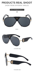 Lunettes de soleil de luxe DOISYER pour femmes, surdimensionnées, style steampunk, ovales, pilote, UV400, PC, vintage, punk, cuir, lunettes de conduite - Product Image 4