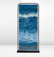 Banner Cetak Digital CMYK Berdiri Lantai Tipe Pintu Besi Modern Ringan Berbahan Bingkai Logam Aluminium Lengkung Portabel