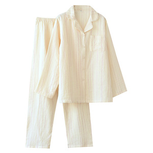 All'ingrosso pigiama a righe di alta qualità da donna in <span class=keywords><strong>cotone</strong></span> a manica lunga vestito di <span class=keywords><strong>cotone</strong></span> <span class=keywords><strong>vestiti</strong></span> per la casa Casual abbigliamento da notte Set - Product Image 4