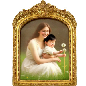 Vàng cong trang trí công phu cổ điển hình ảnh khung, duyên dáng Baroque nhựa chân dung khung ảnh, phong cách Châu Âu - Product Image 1
