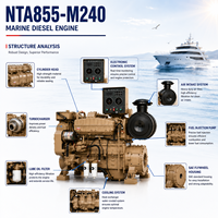 Moteur diesel marin refroidi par eau, turbocompressé, 240 CV, CUMS NTA855-M240, pour bateaux de pêche commerciaux