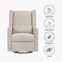 NOVA Weißer Lammwollstoff Drehbarer Glider-Sessel Komfortabler Wohnzimmer-Schaukelstuhl Relaxsessel Gepolsterter Sitz