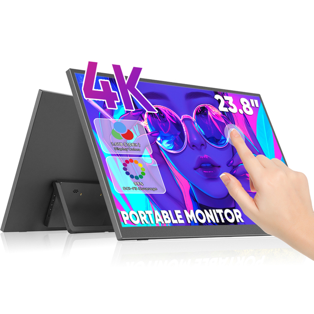 USB-C 23.8 Inch Ultra Slim Portable Touch Monitor 4K IPS HDR LCD Built-in Speaker Kickstand Compatible Laptop MacBook Smartphone