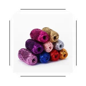 Kim loại T-Shirt sợi cho tay đan Crochet polyester kết cấu kim loại T-Shirt sợi