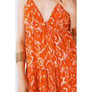 เดรสแม็กซี่พิมพ์ลายดอกไม้คอวีสีส้ม - Product Image 5