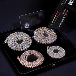 Cadena de tenis de lujo para hombre y mujer, estilo hip hop, con diamantes de laboratorio de 2MM, 3MM, 4MM, 5MM, plata S925, moissanita VVS, joyería fina. - Product Image 5