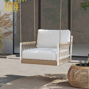 Ghế Tay Ghế Sofa XÍCH ĐU Ngoài Sân Dây Đan Với Đệm Màu Trắng - Product Image 4