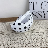 Nueva Gorra de Béisbol con Puntos Blancos y Negros para Otoño, Gorra de Moda para Mujer con Decoración en el Cuello, Protección Solar y Visera Curva