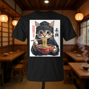 Camiseta gráfica de estilo japonés Anime Cat Ramen, unisex, talla para adultos - Product Image 3