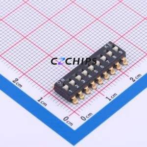 DSIC09LSGET DIP Switch SMD-18P,6x22.9mm Switch Flat Toggle, Raised Type Single Pole Single Throw 9-Bit Gull Wing Type - Product Image 1