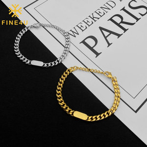 Hip Hop joyería Bisuteria Acero inoxidable oro barra en blanco Cadena <span class=keywords><strong>Cubana</strong></span> pulsera de eslabones cubanos - Product Image 3