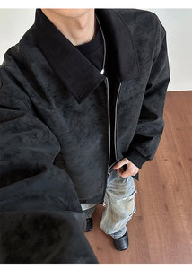 Nuova <span class=keywords><strong>Giacca</strong></span> Primaverile in <span class=keywords><strong>Pelle</strong></span> PU Stile Vintage Barn con Cerniera, Vestibilità Ampia, Stile High Street, Unisex, Tinta Unita - Product Image 2