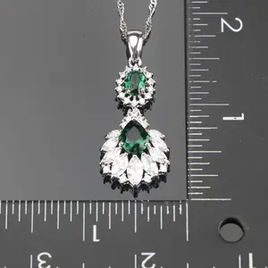 Qiao — bijoux de mariée en argent sterling 925, zircon vert, ensemble de boucles d'oreilles avec pierres, ensemble de Bracelets, pendentif, collier, bague cadeau