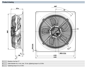 Ventilador Axial EC de Alta Eficiencia Ebm-W3G800-GV01-01/F02, Ventilador de Refrigeración Inteligente con Ahorro de Energía, Protección IP55, 2980W, 70dB, Eléctrico - Product Image 2